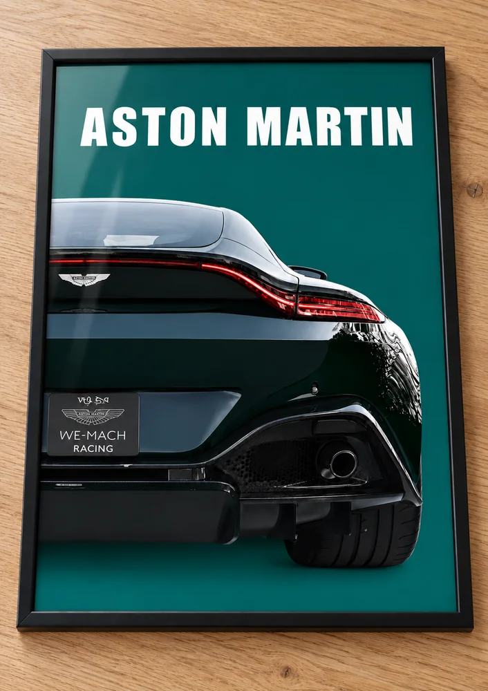Présentation encadrée de l’affiche Aston Martin, collection Premium