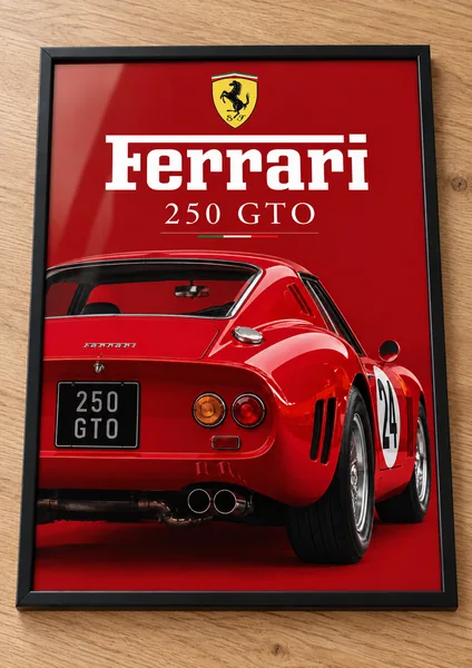 Présentation encadrée de l’affiche Ferrari 250 GTO, collection Classic Cars