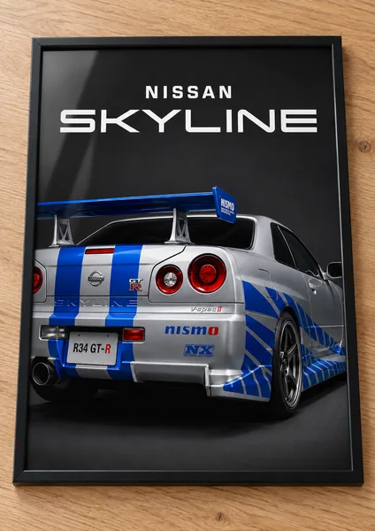 Présentation encadrée de l’affiche Nissan Skyline, collection Fast & Furious