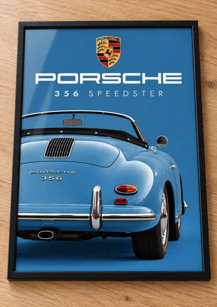 Présentation encadrée de l’affiche Porsche 356 Speedster, collection Classic Cars