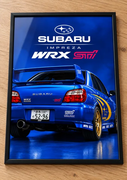 Présentation encadrée de l’affiche Subaru Impreza WRX STI, collection Sportives & Tuning