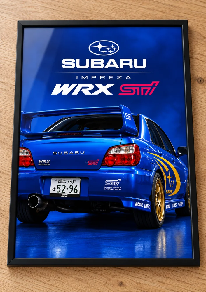 Présentation encadrée de l’affiche Subaru Impreza WRX STI, collection Sportives & Tuning