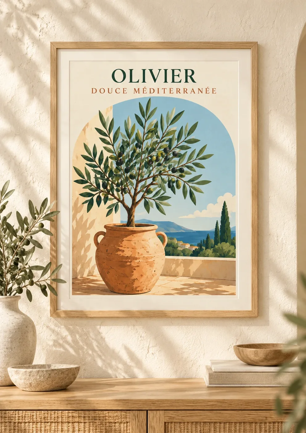 Affiche botanique Olivier douce Méditerranée