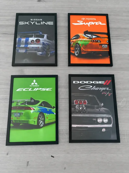 Les 4 cadres noirs du lot Fast & Furious, présentés ensemble
