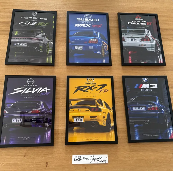 Les 6 cadres noirs du lot Sportives & Tuning, présentés ensemble